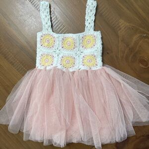 Pink Crochet Tutu Dress Size 0-6 Months